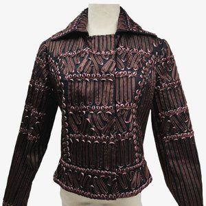 Vivienne Tam Satin Ribbon Jacket Blazer Black PM